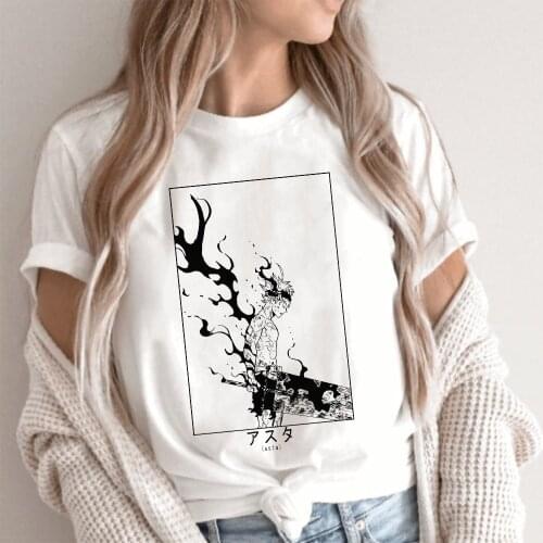 Japan manga funny anime tshirt Women summer new white short sleeve casual homme t shirt unisex streetwear tee black clover shirt