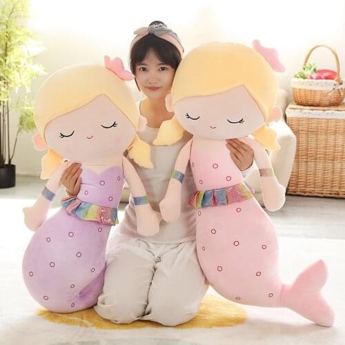 40/60/80/115cm Kawaii Sleeping Mermaid Plush Toys Soft Red&Pink Princess Stuffed Doll Sofa Pillow For Children Girls Present