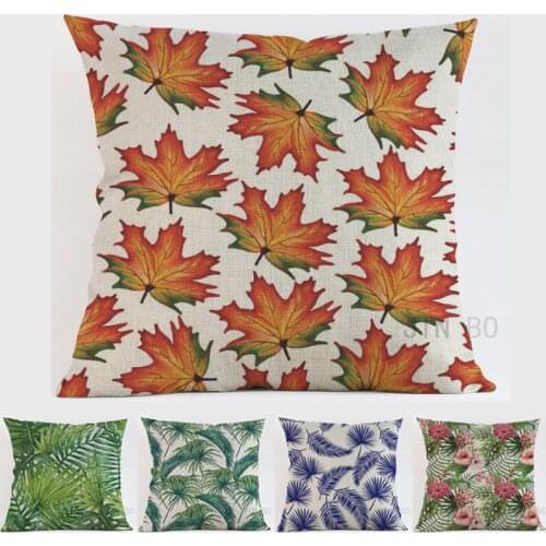 Tropical plants leaves flowers painting art pillow case Cushion cover Hotel office bar car sofa dog decoration pillow cushions