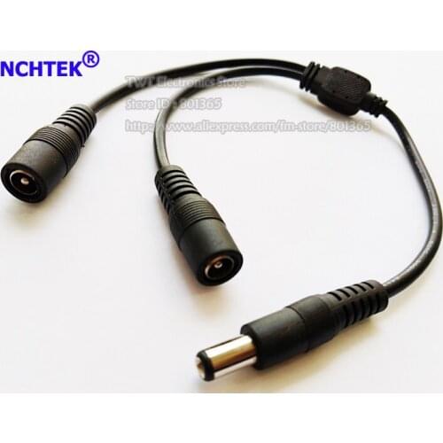 NCHTEK DC Power 1 Male To 2 Female Splitter Adapter Cable 5.5*2.1mm Strip Light CCTV Camera, 5.5/2.1/Free Shipping/20PCS