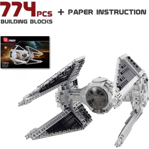 MOC Space Series Tie Interceptor Building Block Model White Fighter Wing Bomber Bricks for Kids DIY Educational Splicing Gifts