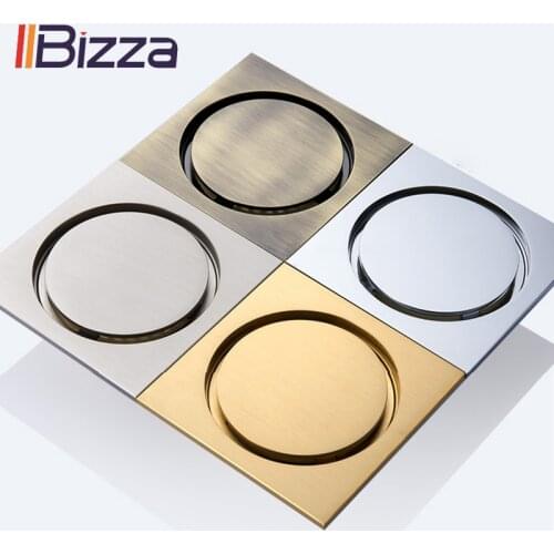 Brass Shower Drain Bathtub Drain Bathroom Toilet Kitchen Balcony Invisible Floor Drain Antique Brush Black Deodorization 10x10cm