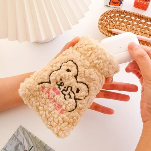 Milkjoy Plush Clip Bag Cute Animal Embroidery Ins Plush Earphone Storage Bag Women 2021 New