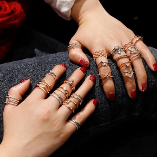 New Arrival 1Pcs Multiple Styles Brass with CZ Zircon Charms Open Adjustable Ring For Women Girl Wedding Party Rings