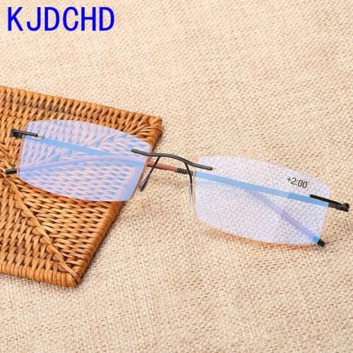 New Rimless Reading Glasses Men and Women Transparent Blue Light Lock Frameless Presbyopic Computer Glasses Reader +1.0 To +3.0