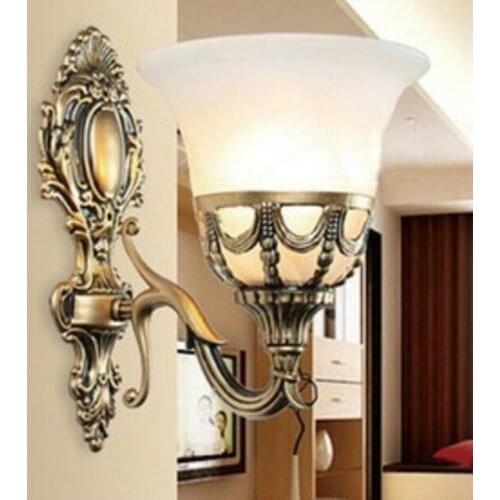 Single wall lighting bed room wall lamps glass shade wall sconces mirror lighting antique bronze