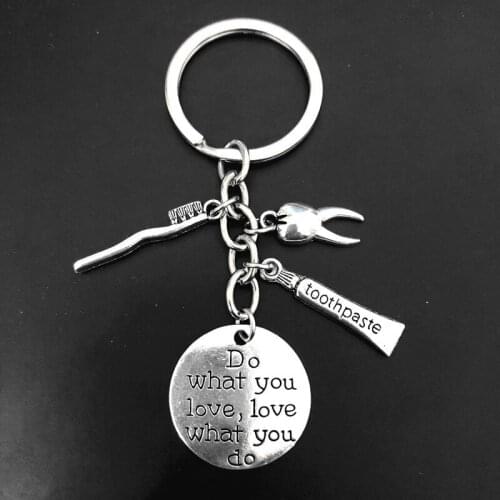 New Personality Do What You Love Toothbrush Fashion Key Chain Toothpaste Tooth Dentistry Dentist Health Hygiene Friend Gift Key