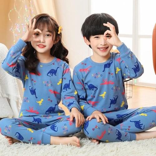 2PCS Boys Pajamas Unisex Kids Clothing Set Baby Sleepwear Girls Sets Newborn Child Clothes Cartoon Dinosaur Pyjamas 6 8 9 10 11Y