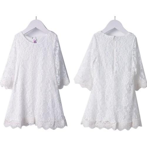Girls Dress Baby Dress Flower Girl Wedding Dress Baby Girl Clothes Lace White Summer Party Birthday Princess Dresses 40