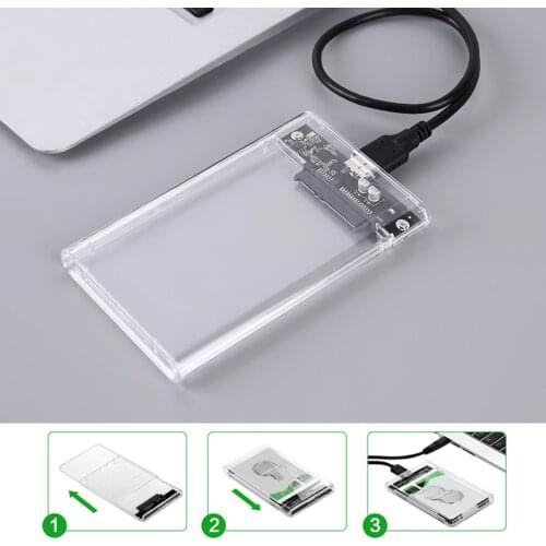 USB 3.0 Transparent HDD Enclosure 2.5 inch Serial Port SATA SSD Hard Drive Case Support 6TB UASP 6Gbps Mobile External HDD Box
