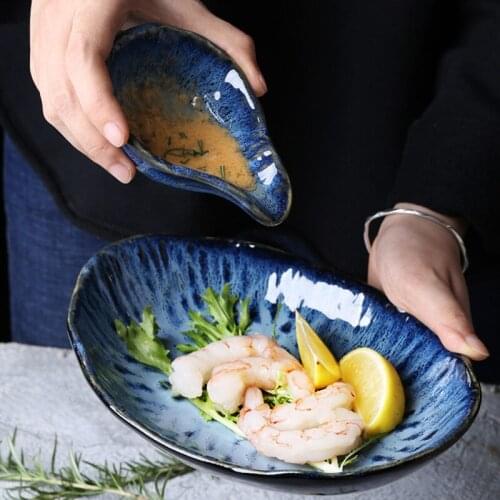 Retro kiln turned ceramic plates creative personality dishes irregular dishes seasoning dishes restaurant tableware commercial