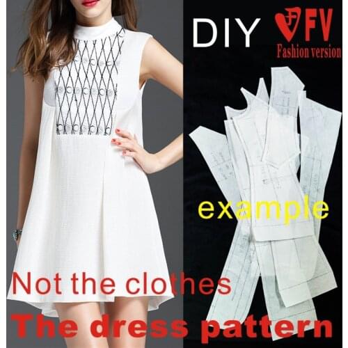 Garment sewing pattern new style ladies dress 1:1 structure design drawing BLQ-355