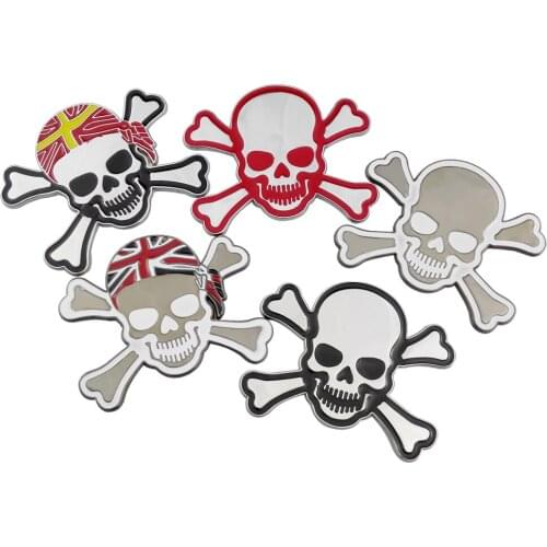 Car Styling Skull Metal Car Sticker for Peugeot 308 Citroen Vauxhall Honda Subaru Ford Skoda Corvette Pirate Decal Auto Emblem