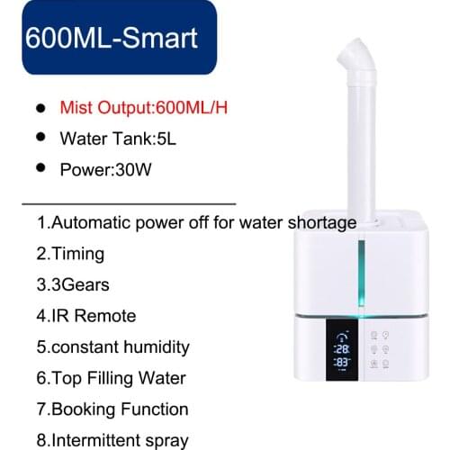 5L Humidifier Household Office Ultrasonic Atomizer 350ml/h Air Purifying Mist Maker Timing With Intelligent Touch Screen