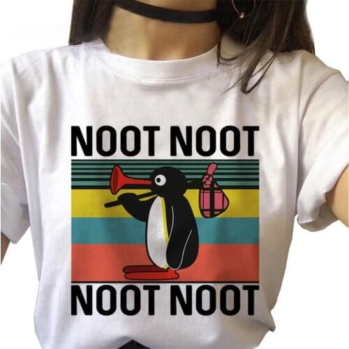 Womens T-shirt Noot Noot Pingu T-shirt Ulzzang Kawaii clothing printing T-shirt retro aesthetic new T-shirt cartoon T-shirt