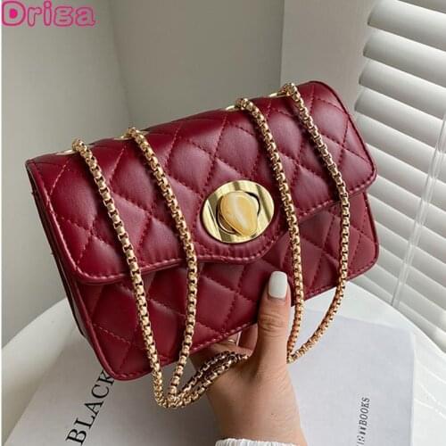Driga Rhombic Chain Shoulder Bags Women New Popular Handbags Female 2021 Fashion Messenger Bags Pu Leather Designer Brand Bags