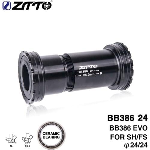 ZTTO BB386 CERAMIC 24 EVO Threaded Lock Press Fit Bottom Bracket for BB386 Frame to 24mm Crankset Quality Bottom Bracket Adapter