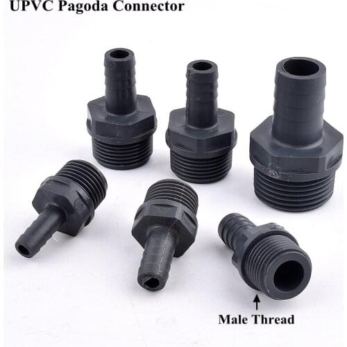 1"/1.2"/1.5"/2" Male Thread To 16~50mm UPVC Pagoda Connector Garden Watering Irrigation Water Pipe Joint Fittings Hose Adapter