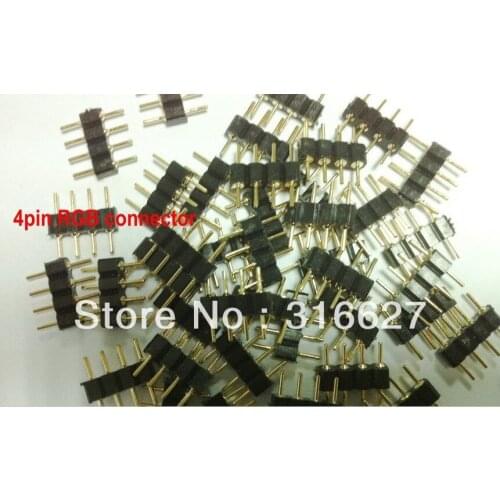 10pcs/lot 4pin RGB connector, 4 pin needle, male type double 4pin, small part for LED RGB 3528 and 5050 strip