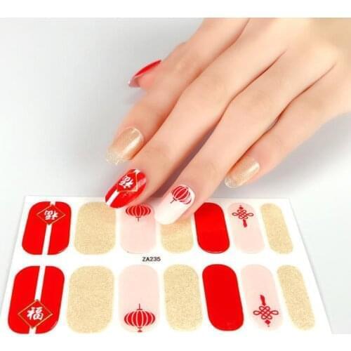 14 Tips/Sheet Solid Color Fashion Nail Polish Minimalist Design Full Cover Nail Stickers Nail Polish Nail Accesoires for girl