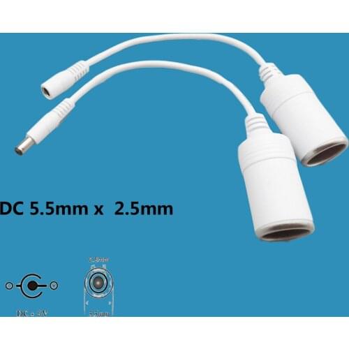 1x Car Cigarette Lighter Socket to DC Female/Male 5.5mm x 2.5mm Power Charger Connector Cable White