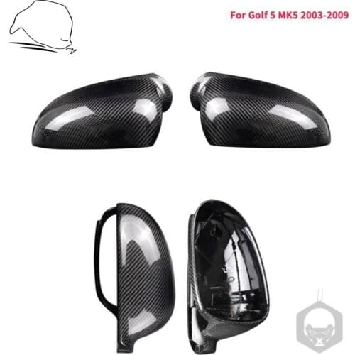 2Pcs Black Carbon Fiber Rearview Mirror Covers Caps Shells For VW Golf5 Golf 5 MK5 2003 2004 2005 2006 2007 2008 Replacement