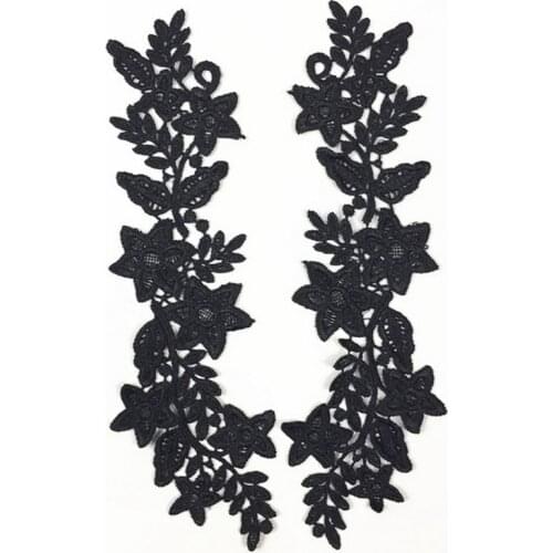 2Pcs/Set Black White Lace Embroidery Lace Applique Fabric For Women Dress Neckline Collar Accessories Patch Scrapbooking BW061