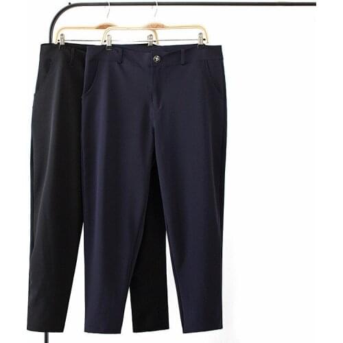 2021 New Cozy Oversize Loose Trousers Women Solid-Color Stretch Casual Pants Navy-Blue Black Plus Size 5XL Pencil Pants KW1123