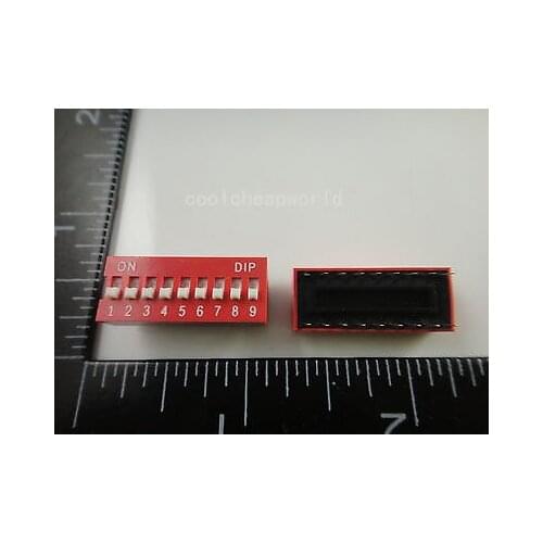50pcs 9P 9 Position DIP Switch 2.54mm Pitch 2 Row 18 Pin DIP Switch
