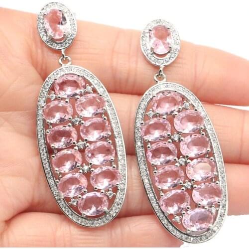 23x12mm Multi Color Created Flowers Garnet Citrine Tanzanite Bright Zircon Gift For Women Jewelry Silver Earrings Drop Shipping