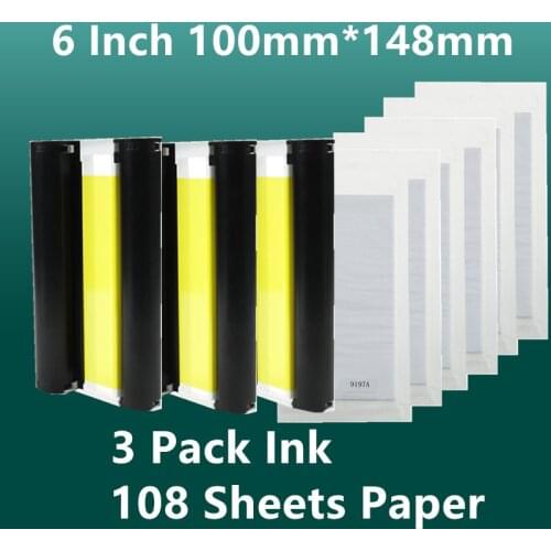 6 Inch 108 sheet Ink Cassette KP-108IN KP-36IN Ink and Paper Set for Canon Selphy CP1300 CP1200 CP910 CP900 Photo Printer