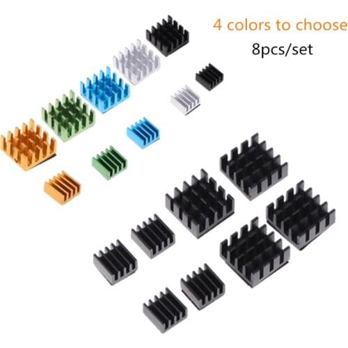 8pcs/set Aluminum Alloy Heatsink Cooling Pad Cooler Radiator Heat Sink For Raspberry pi 2/3/4B