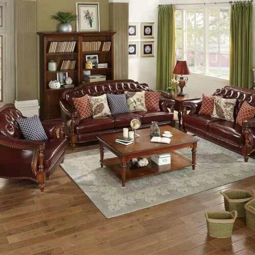 American classic leather sofa head layer cowhide sofa art sofa cloth art sofa