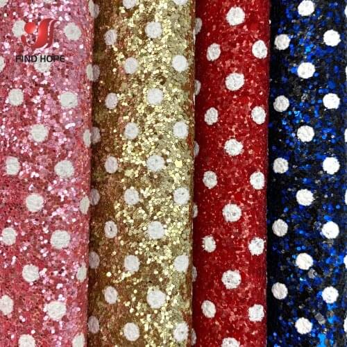 20*120cm Polka Dot Chunky Glitter Sequins Vinyl PU Leatherette Fabric Sparkle DIY Craft Brooch Bow Bag Handmade Earring Decor