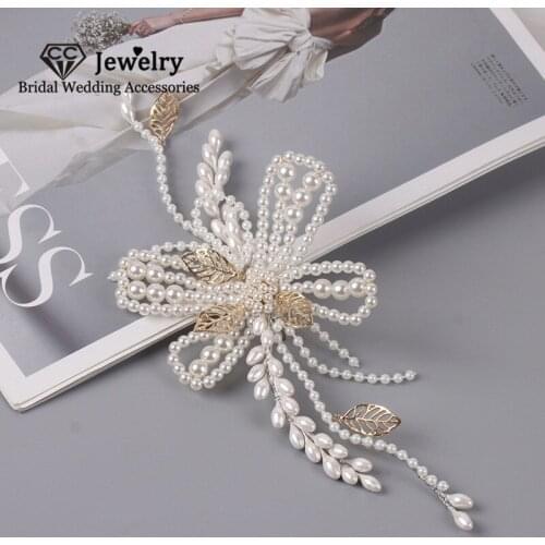 CC Hairpins Wedding Hair Accessories for Women Bridal Headdress Engagement Jewelry Pearl Hairgrips 100% Handmade Hairwear 8300
