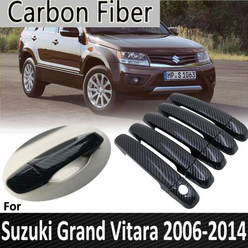 Black Carbon Fiber for Suzuki Grand Vitara Grand Nomade Escudo 2006~2014 2010 2011 2012 2013 Door Handle Cover Car Accessories