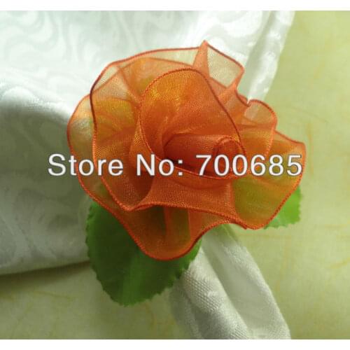 Crystal diamond cheap napkin ring, acrylic wedding pearl napkin holder orange color