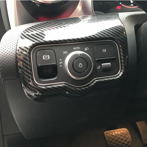 For Mercedes-Benz A-Class A180L A200L 2019 ABS carbon fiber pattern headlight control panel decoration, headlight switch frame