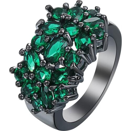 Elegant Purple Black Gold Filled CZ Ring Unique Design Vintage Party Wedding Rings For Women Christmas Fashion Jewelry RB0843