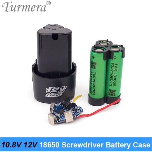 Turmera 10.8V 12V Electric Drill Battery Screwdriver Case Box with 18650 Brackets 3S 40A BMS Board for Shura Shrika Replaces Use