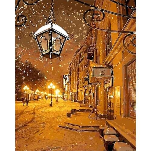 GATYZTORY DIY Painting By Numbers Street View HandPainted Oil Painting Drawing On Canvas Kill Time Home Decoration Unique Gift