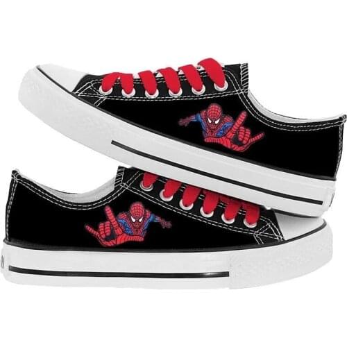 Disney Marvel Co-branded Spider-Man Sneakers Fashion Hand-painted Graffiti Canvas Breathable Men and Women Couple Casual Shoes