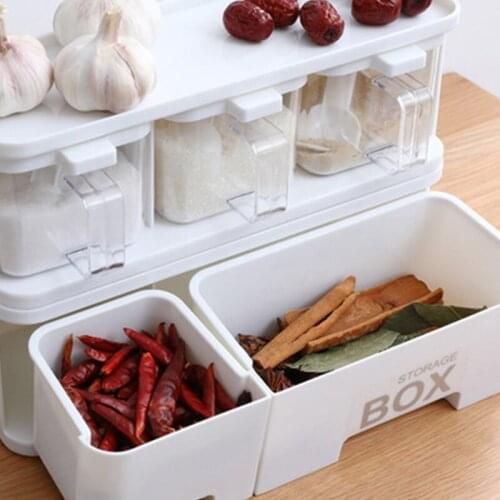 Seasoning Box Set Kitchen Supplies Salt Tank Seasoning Tank Household Seasoning Box Combination Storage Box Shelf