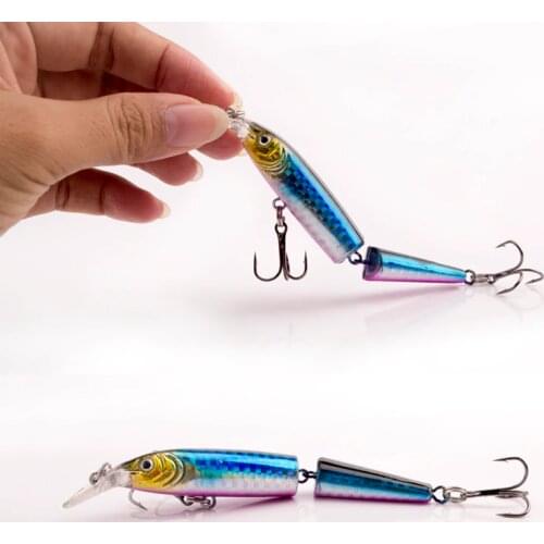 New 1pcs 2 Sections Fishing Minnow Lure Artificial Bait Treble Hooks Crankbait Fishing Tackle