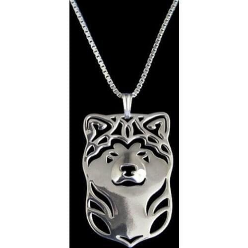 New Unique Romantic Gold Silver Color Japanese Akita Inu Pendant Necklace Hunger Games Necklace Women Best Friend Choker