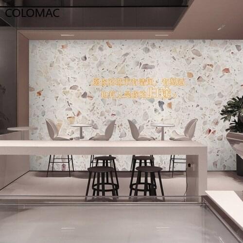 Colomac Custom Nordic Imitation Terrazzo Wallpaper Hong Kong-style Milk Tea Shop Background Mural Home Decorations Drop Shopping