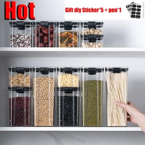 1800ml 4 Different Capacity Plastic Sealed Cans Kitchen Storage Box Transparent Food Canister Keep Fresh New Clear Container hot