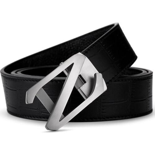 WilliamPolo leather belt mens top quality leather luxury mens leather belt alloy automatic buckle 081-082p