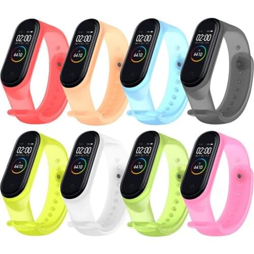 Candy Color Translucent Silicone Strap for Mi band 6 5 4 3 Replacement Bracelet Wrist Strap for Xiao Mi Miband 4 5 6 3 Wristband