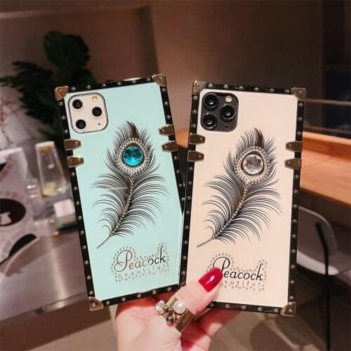 Luxury shiny diamond Square Phone case For iPhone 12 Pro max 11 XS MAX XR SE 6S 7 8 Plus With neck lanyard Fashion Glitter cover
